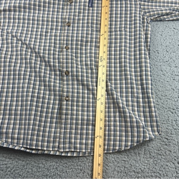 Columbia XCO Button Down Shirt Mens Sz Large Checker Long Sleeve Blues Greens - Picture 9 of 10